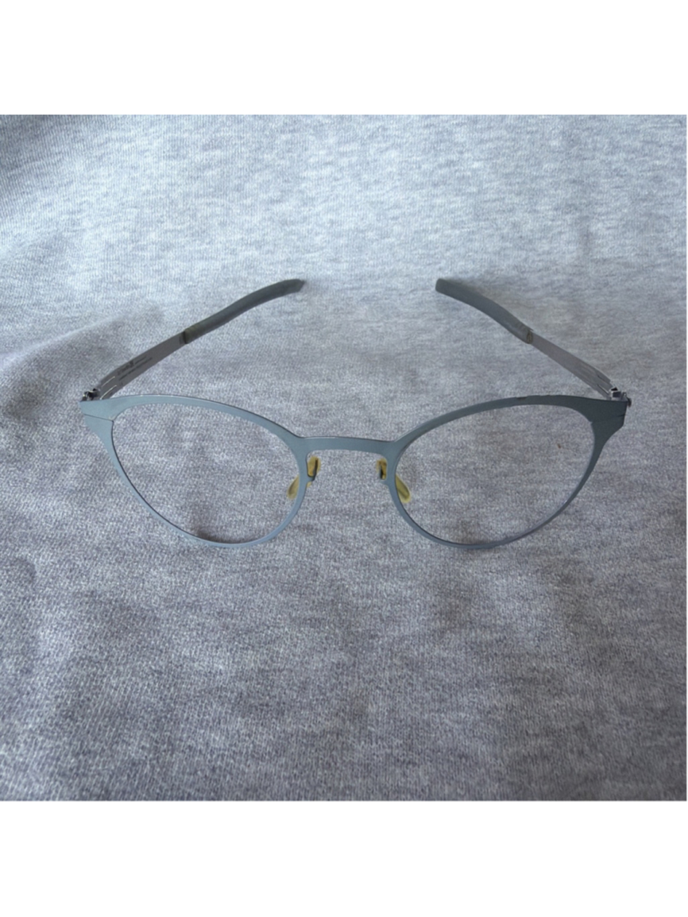 ic! berlin German Matte Light Blue Sheet Metal Round Eyeglass Frames 50-19-145